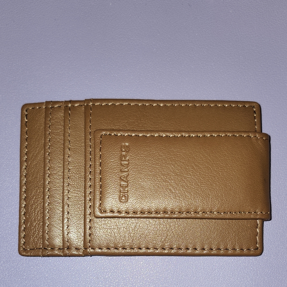 RFID Champs Brown Leather Money Clip